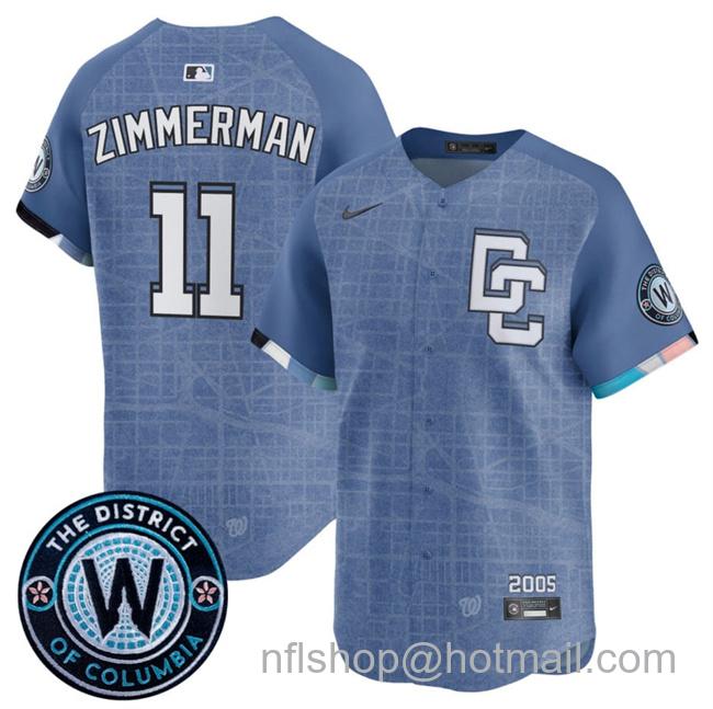 Men's Washington Nationals #11 Ryan Zimmerman Blue 2025 City Connect Limited Stitched Baseball Jersey