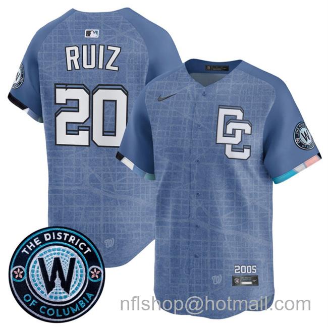 Men's Washington Nationals #20 Keibert Ruiz Blue 2025 City Connect Limited Stitched Baseball Jersey