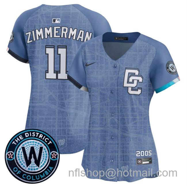 Women's Washington Nationals #11 Ryan Zimmerman Blue 2025 City Connect Limited Stitched Baseball Jersey
