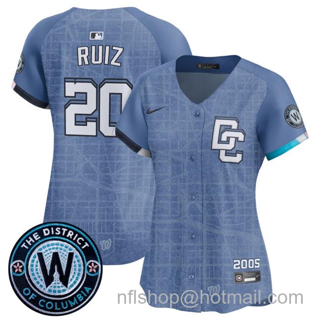Women's Washington Nationals #20 Keibert Ruiz Blue 2025 City Connect Limited Stitched Baseball Jersey