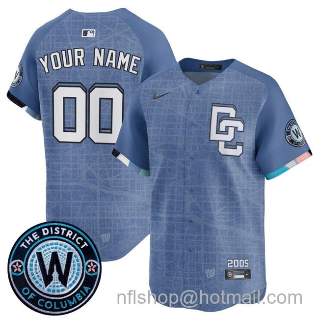 Youth Washington Nationals ACTIVE PLAYER Custom Blue 2025 City Connect Limited Stitched Baseball Jersey