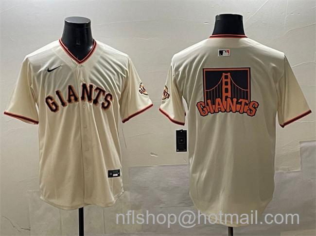 Men's San Francisco Giants Cream Team Big Logo Limited Stitched Baseball Jerseys