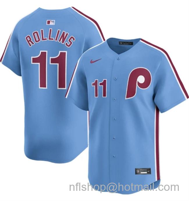 Men's Philadelphia Phillies #11 Jimmy Rollins Light Blue Alternate Limited Stitched Jersey