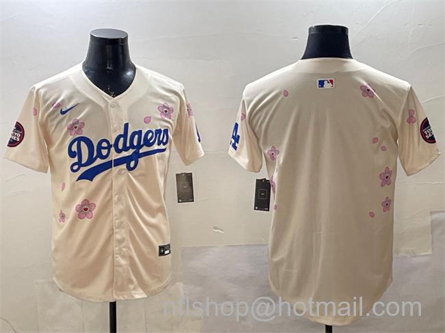 Men's Los Angeles Dodgers Blank Cream 2025 Tokyo Series Limited Stitched Baseball Jersey