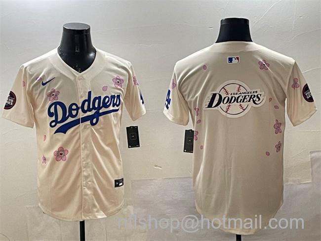 Men's Los Angeles Dodgers Team Big Logo Cream 2025 Tokyo Series Limited Stitched Baseball Jersey