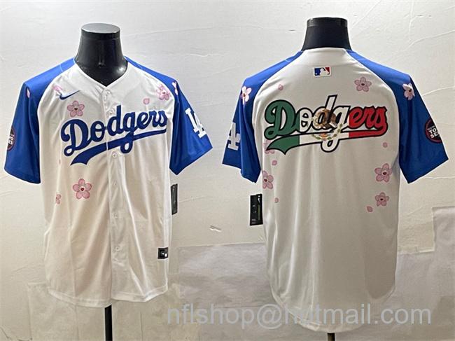 Men's Los Angeles Dodgers Team Big Logo White Royal 2025 Tokyo Series Limited Stitched Baseball Jersey