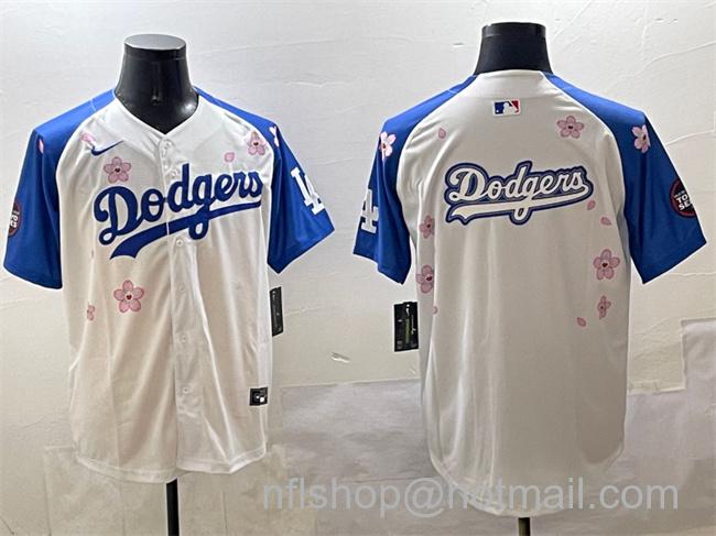 Men's Los Angeles Dodgers Team Big Logo White Royal 2025 Tokyo Series Limited Stitched Baseball Jerseys