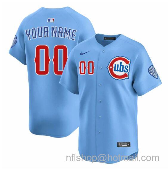 Men's Chicago Cubs Customized Blue 2024-25 2nd Alternate Limited Stitched Baseball Jersey