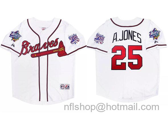 Men's Atlanta Braves Active Player Custom White 1999 World Series Home Stitched Baseball Jersey