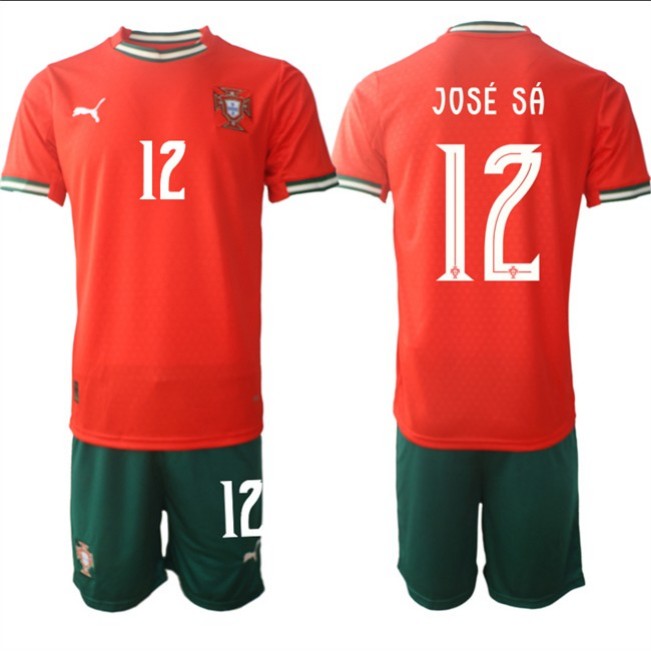 Men's Portugal Team #12 José Sá 2025 Red Home Soccer Jersey Suit