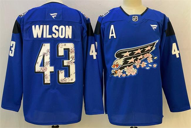 Men's Washington Capitals #43 Tom Wilson Blue 50th With A Patch Stitched Hockey Jersey