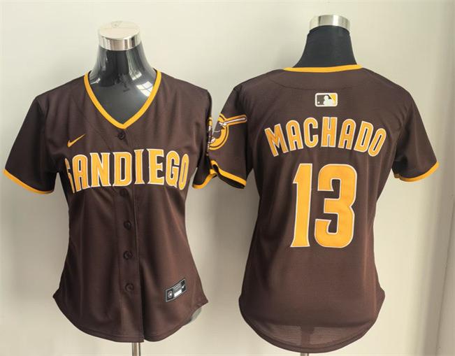 Women's San Diego Padres #13 Manny Machado Brown Limited Stitched Baseball Jersey