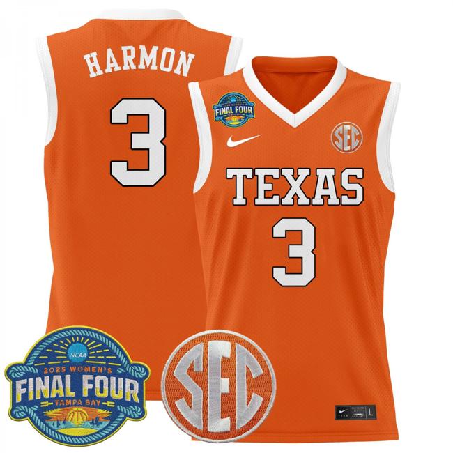 Women's Nike Rori Harmon Jersey #3 Texas Longhorns 2025 NCAA Women's Basketball Sec Final Four Patch Orange