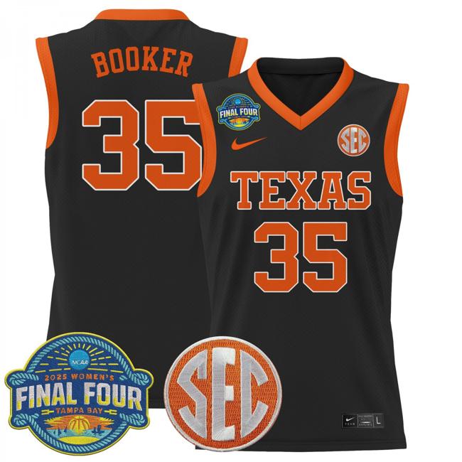 Women's Nike Madison Booker Jersey #35 Texas Longhorns 2025 NCAA Women's Basketball Sec Final Four Patch Black