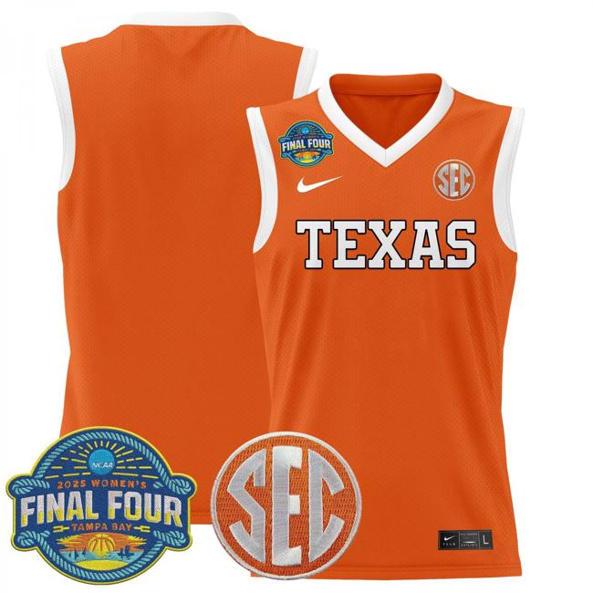 Women's Nike Team Jersey Texas Longhorns 2025 NCAA Women's Basketball Sec Final Four Patch Stitched Orange