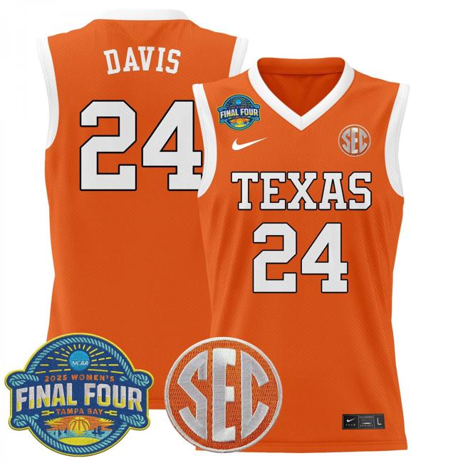 Women's Nike Clarissa Davis Jersey #35 Texas Longhorns 2025 NCAA Women's Basketball Sec Final Four Patch Orange