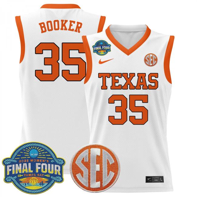 Women's Nike Madison Booker Jersey #35 Texas Longhorns 2025 NCAA Women's Basketball Sec Final Four Patch White