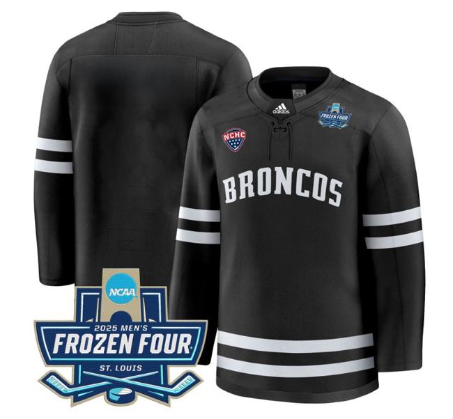 Men's adidas Team Blank Western Michigan Broncos 2025 NCAA Hockey Frozen Four Patch Premium Stitched Black Jersey