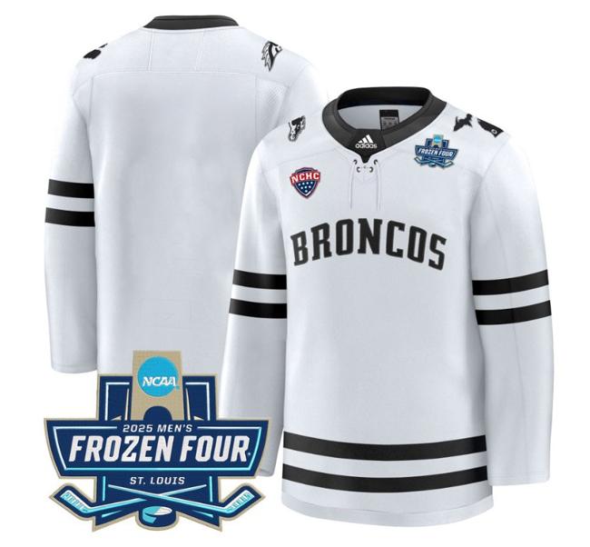 Men's adidas Team Blank Western Michigan Broncos 2025 NCAA Hockey Frozen Four Patch Premium Stitched White Jersey