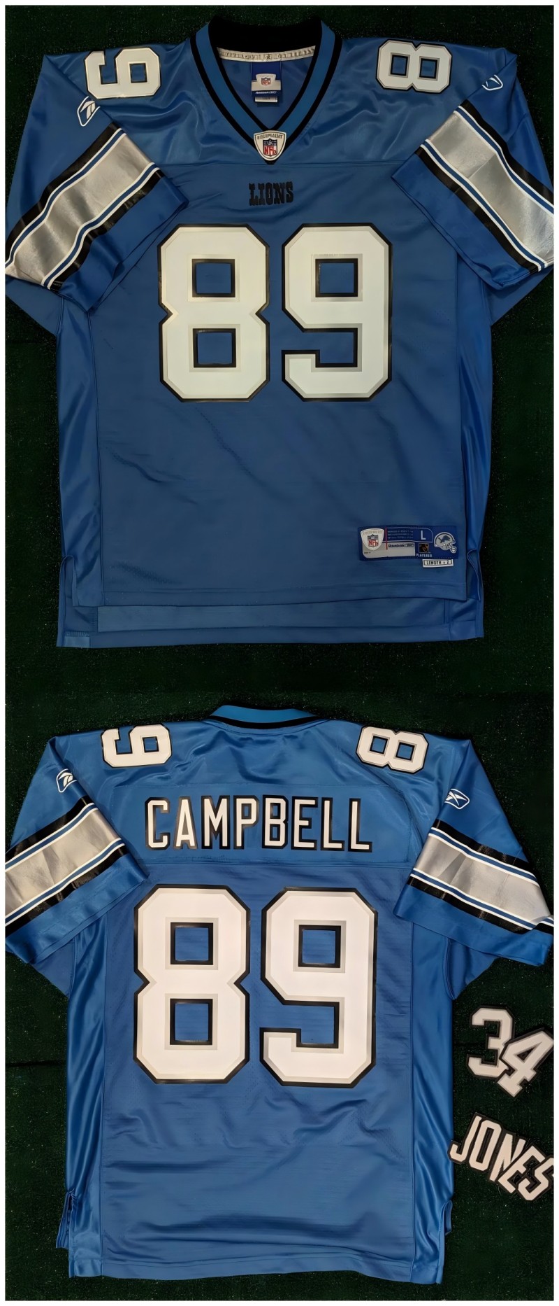 Men's Detroit Lions #89 Dan Campbell Blue Retired Player Reebok NFL Throwback Stitched Jersey