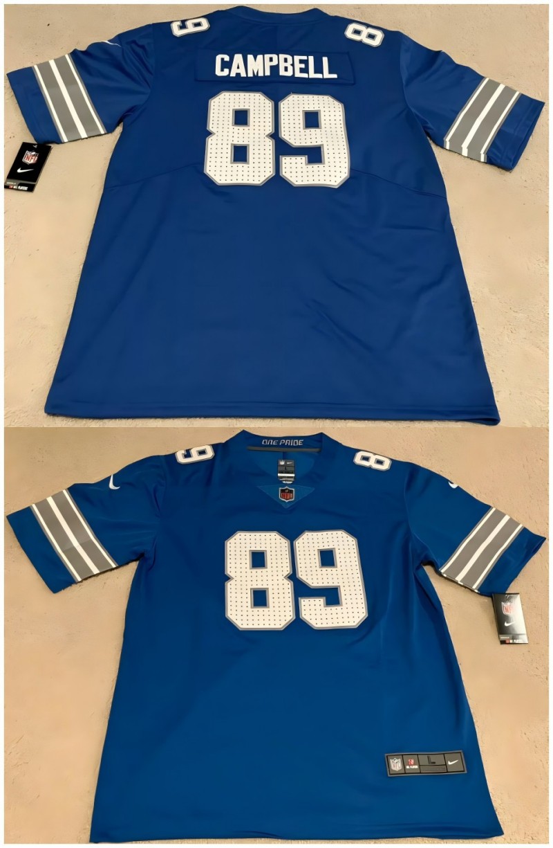 Men's Nike Detroit Lions #89 Dan Campbell Blue Home Limited Jersey