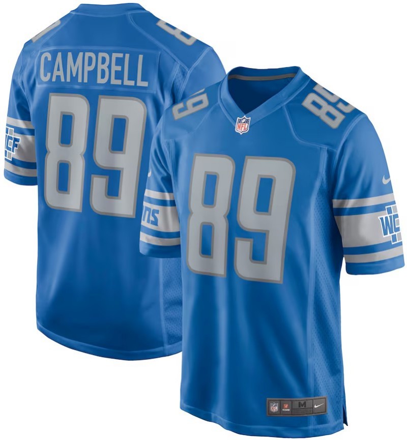 Men's Nike Detroit Lions #89 Dan Campbell Blue Retired Player Game Jersey