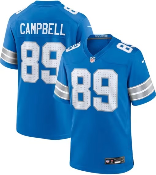 Men's Nike Detroit Lions #89 Dan Campbell Blue Home Game Football Jersey