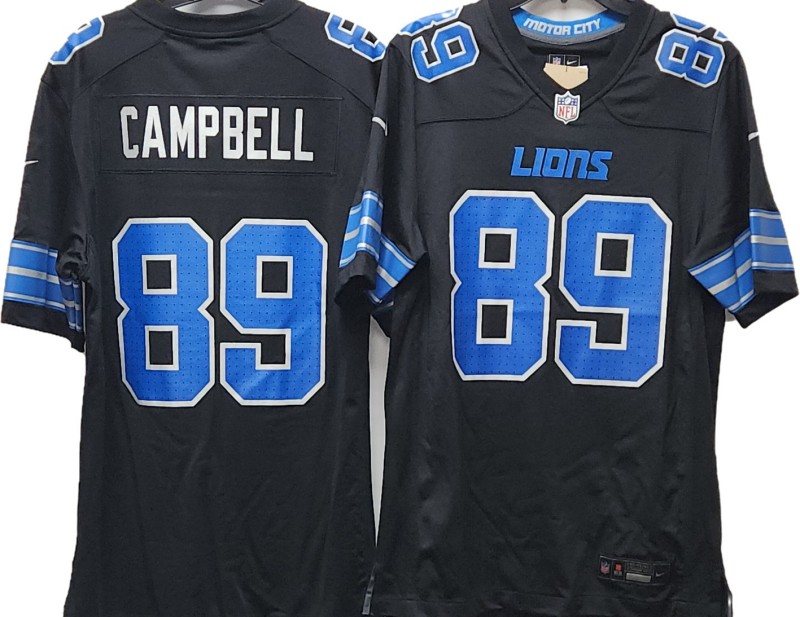 Men's Nike Detroit Lions #89 Dan Campbell Black Alternate 2024 Replica Game Jersey