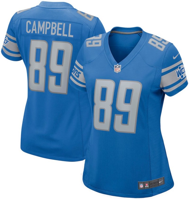 Women's Nike Detroit Lions #89 Dan Campbell Blue Retired Player Game Jersey