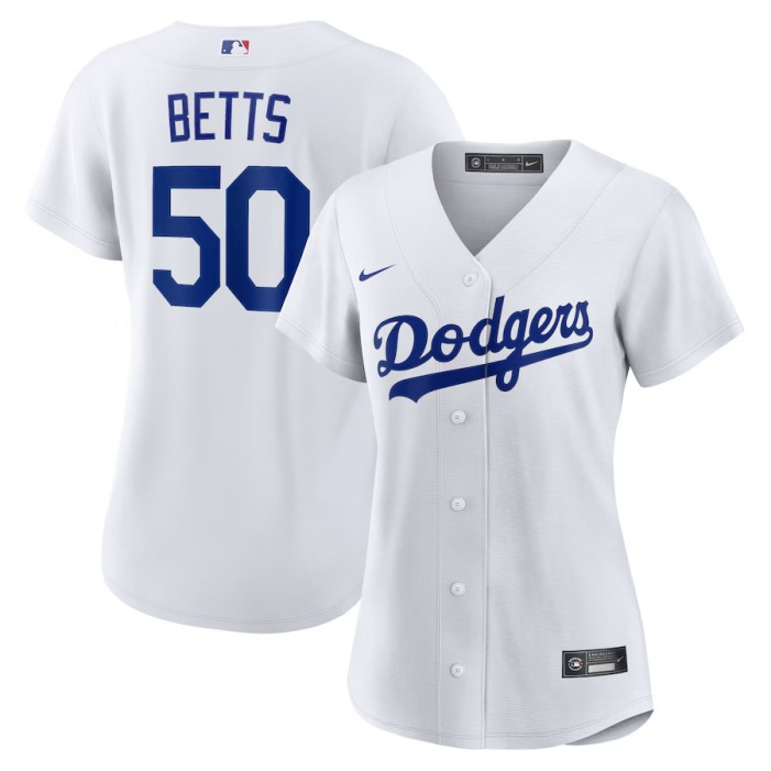 Big Size Women's Los Angeles Dodgers #50 Mookie Betts Nike White Home Replica Baseball Jersey