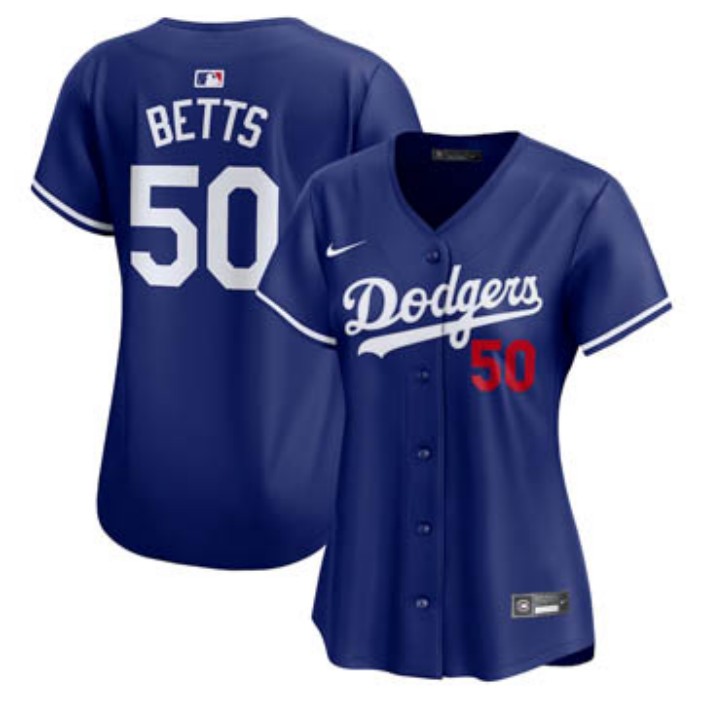 Big Size Women's Los Angeles Dodgers #50 Mookie Betts Nike Royal Alternate Limited Baseball Jersey