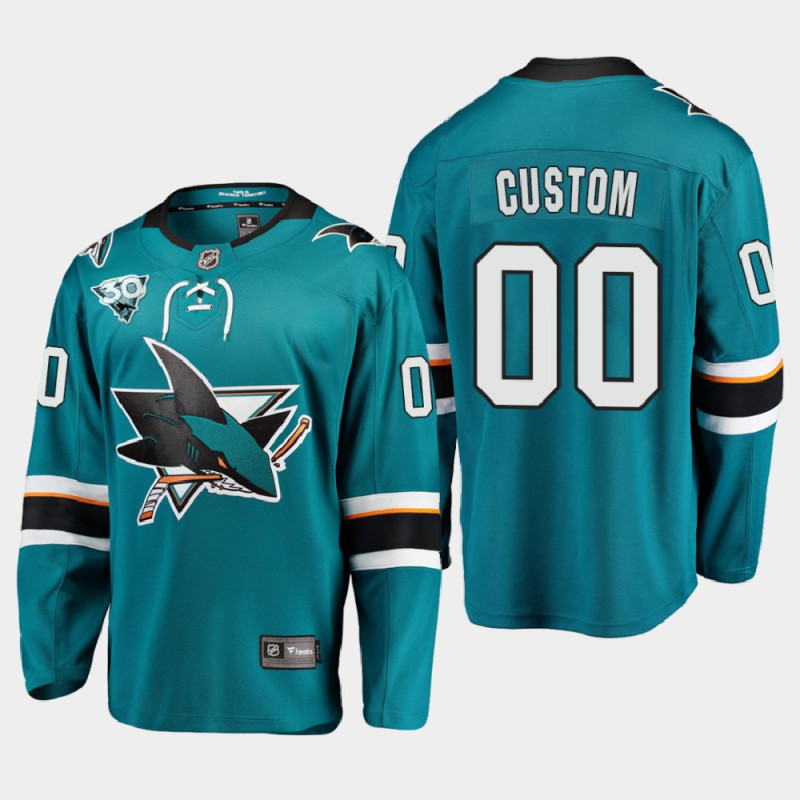Men's San Jose Sharks Custom 2021 Season Reverse Retro 30th Anniversary Home Teal Jersey