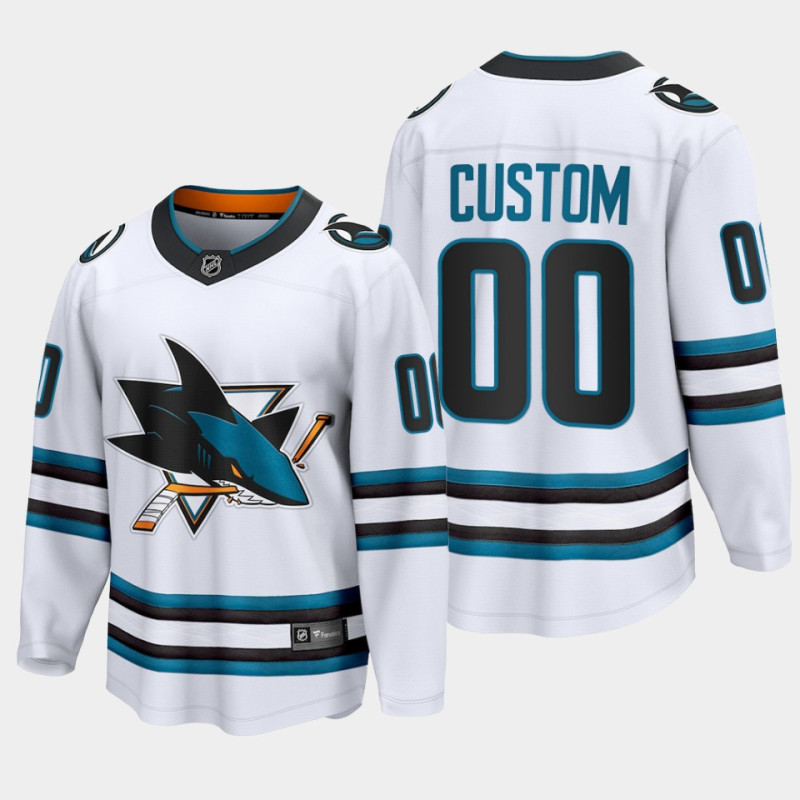 Men's San Jose Sharks Custom 2022-23 Away White #00 Jersey The Evolve