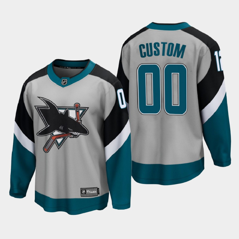 Men's San Jose Sharks Custom Reverse Retro 2021 Special Edition Gray Jersey