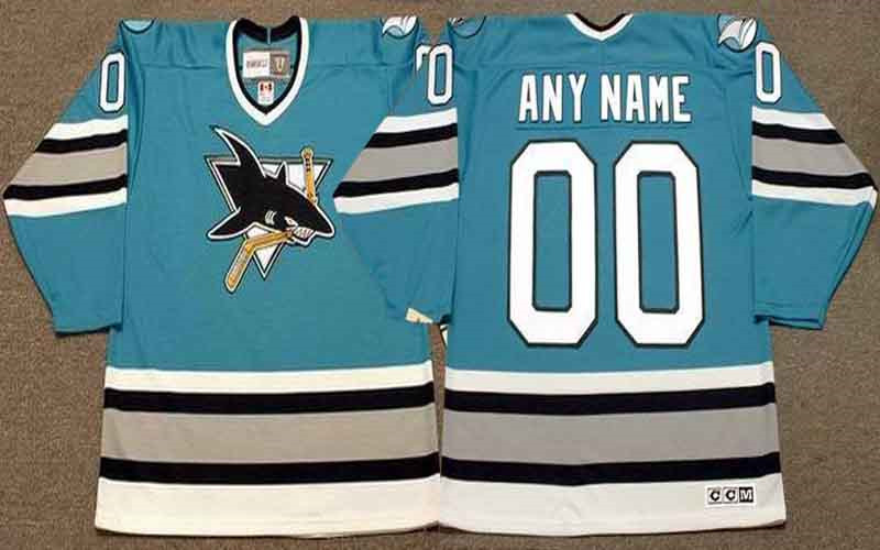 Men's San Jose Sharks Custom CCM Throwback Teal Stitched NHL Jersey