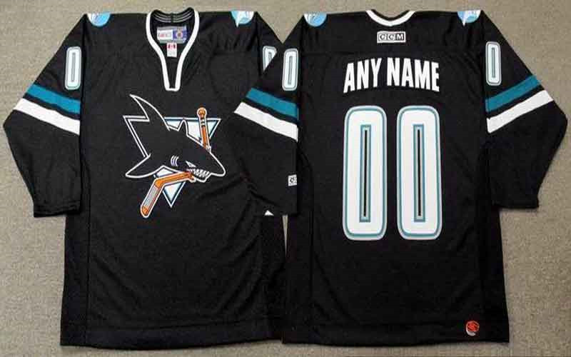 Men's San Jose Sharks Custom CCM Throwback Black Stitched NHL Jersey