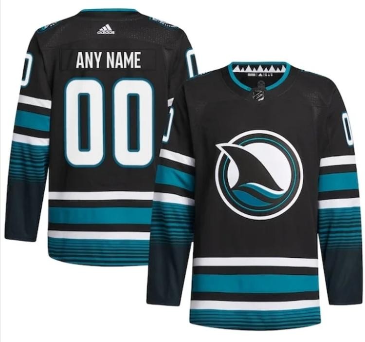 Men's San Jose Sharks adidas Custom Authentic Alternate Black Stitched NHL Jersey