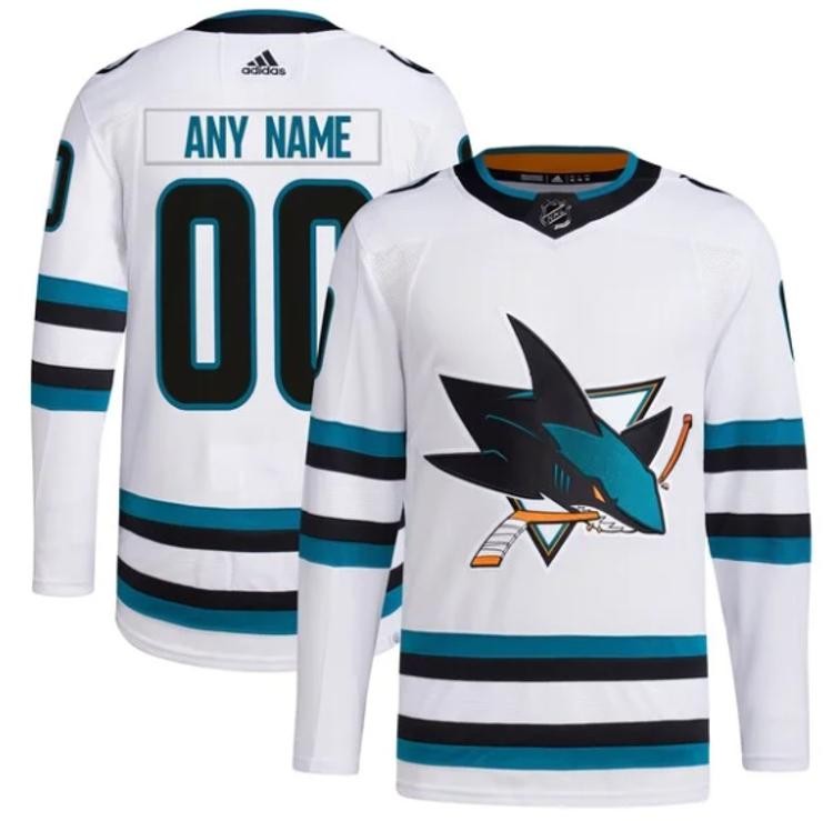 Men's San Jose Sharks adidas Custom Authentic Away White Stitched NHL Jersey