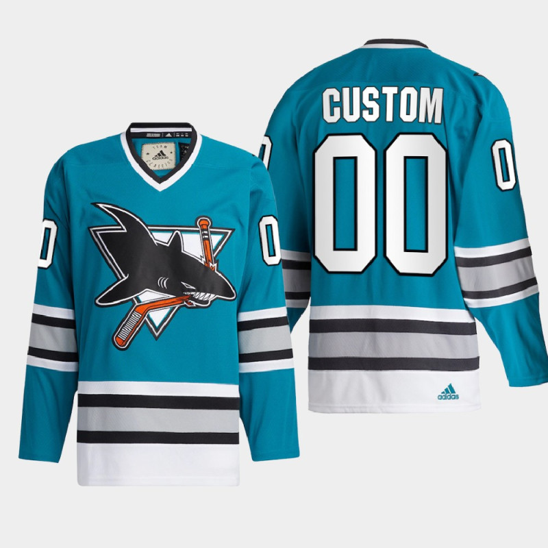 Men's San Jose Sharks adidas Custom Team Classics Teal Authentic 2022 Jersey