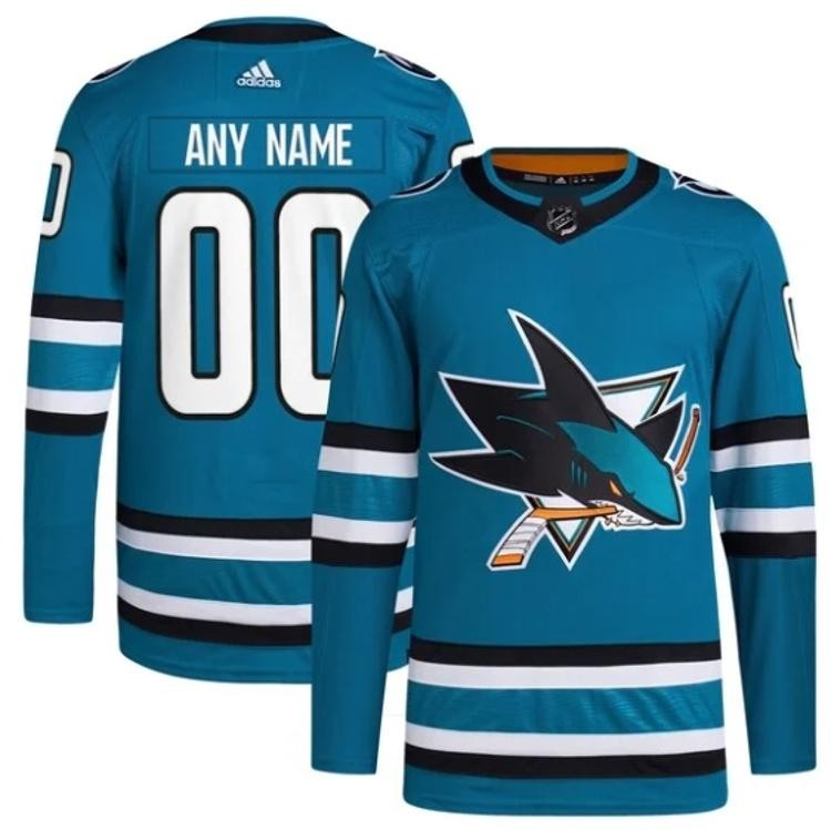 Men's San Jose Sharks adidas Custom Authentic Home Teal Stitched NHL Jersey