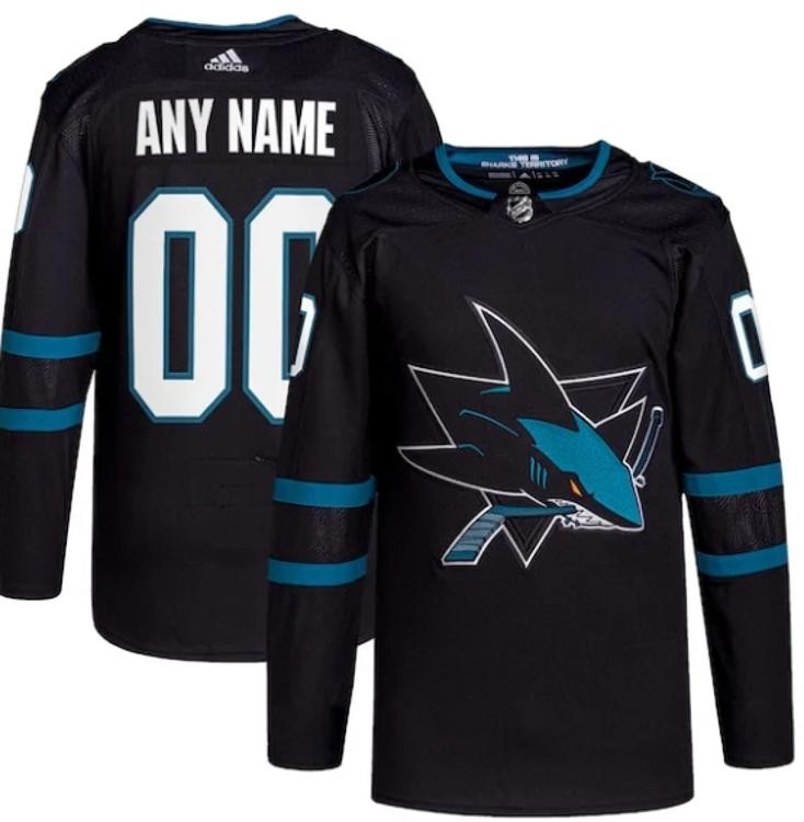 Men's San Jose Sharks adidas Custom Alternate Primegreen Authentic Jersey Black