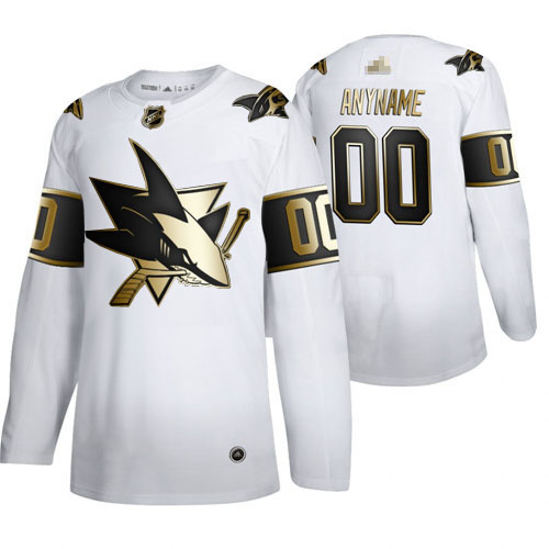 Men's San Jose Sharks adidas Custom Authentic Golden Edition White 2019 Stitched NHL Jersey