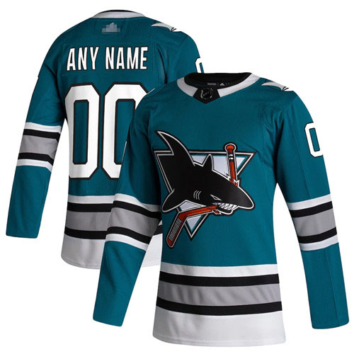 Men's San Jose Sharks adidas Custom Authentic 30th Anniversary Teal Stitched NHL Jersey