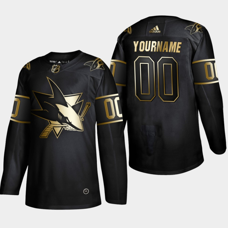 Men's San Jose Sharks adidas Custom Authentic Golden Edition Black 2019 Stitched NHL Jersey