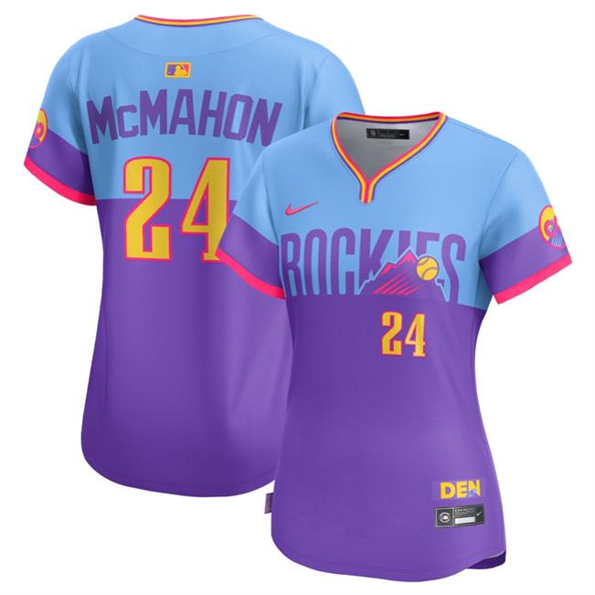 Women's Colorado Rockies ACTIVE PLAYER Custom Purple Light Blue 2025 City Connect Limited Stitched Baseball Jersey