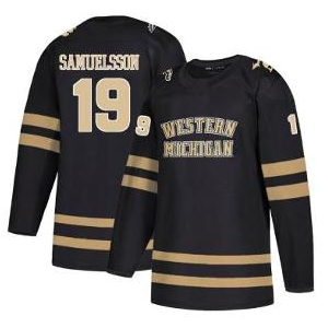 Men's WMU Western Michigan Broncos #19 Lukas Samuelsson Black NCAA Hockey Stitched Jersey