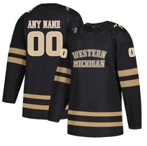 Men's WMU Western Michigan Broncos Custom Black NCAA Hockey Jersey