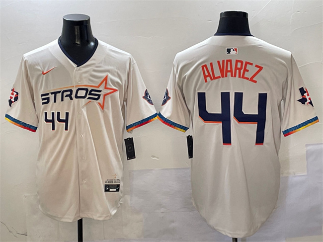 Men's Houston Astros #44 Yordan Alvarez Cream 2025 City Connect With Texas Patch Limited Jersey