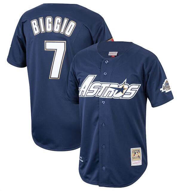 Men's Houston Astros #7 Craig Biggio Navy 1994 Stitched Jersey