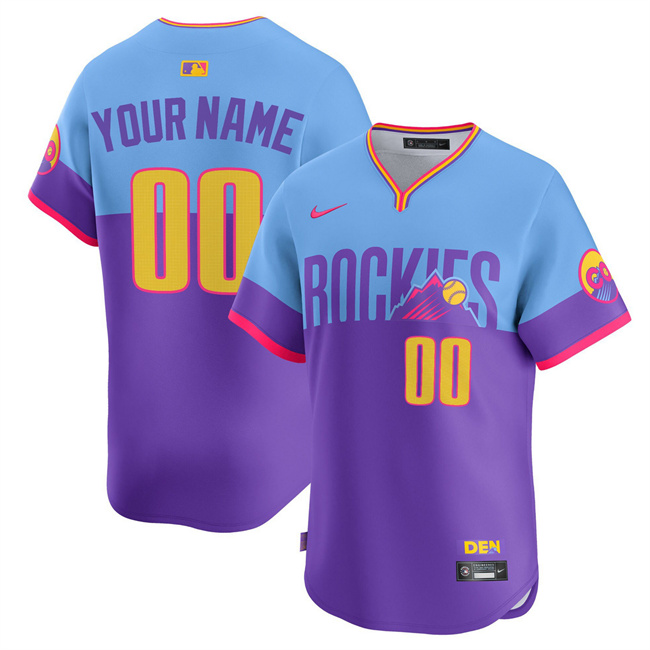 Youth Colorado Rockies Custom Purple Light Blue 2025 City Connect Limited Stitched Jersey